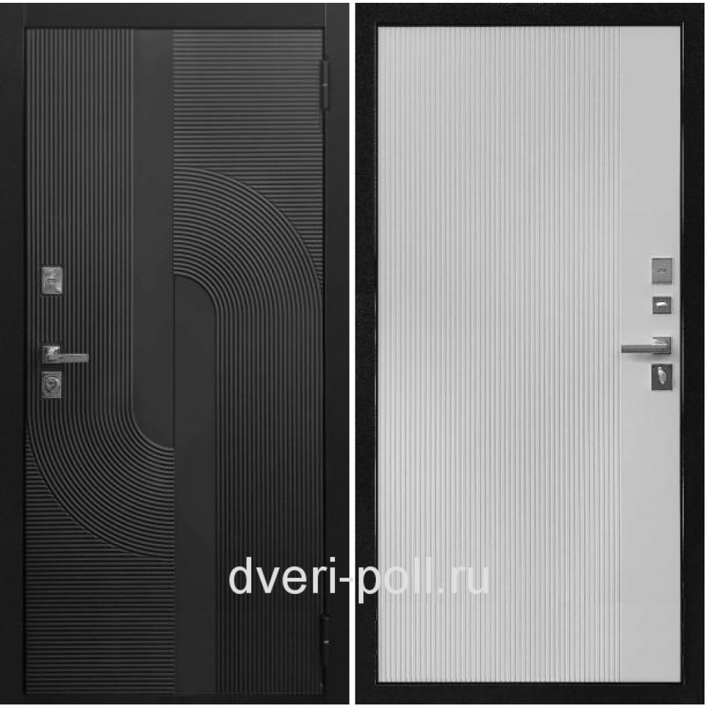 DR - Входная Дверь ДР-210 Чёрная мягкая шагрень / Белая мягкая шагрень (85/2K-RBT)