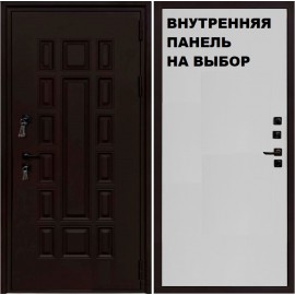 DR - Уличная Входная Дверь с Терморазрывом ДР-128 букле коричневый / панель на выбор (3K.96/110-PNCR)