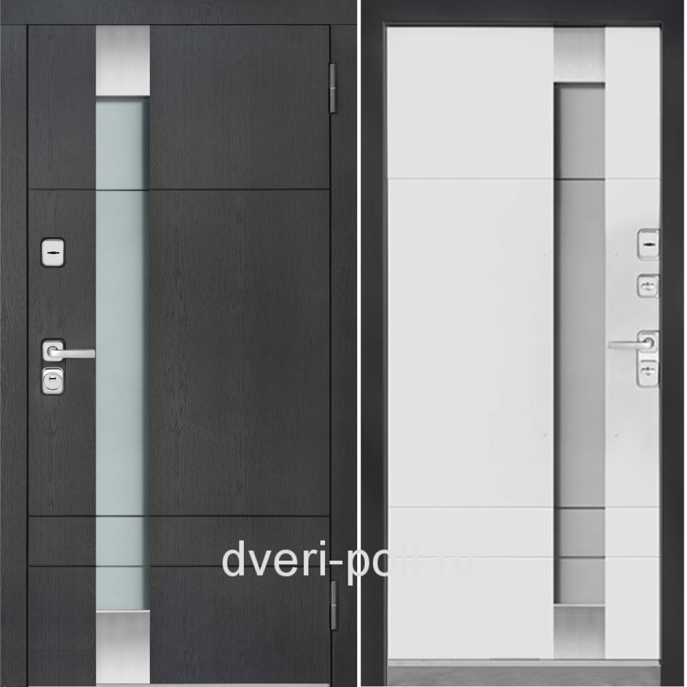 DR - Уличная Входная Дверь с Терморазрывом ДР-236 Графит ArtWood Panel 16мм / Эмаль белая (3K.104/114-SKNDNV)